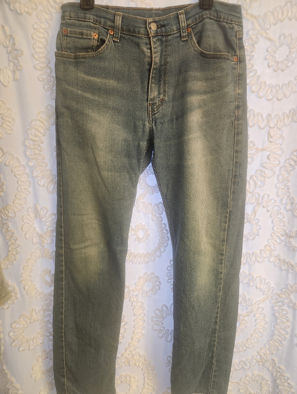 Levis 505 Jeans Mens 33x34 Blue Denim Straight Leg Stretch Medium Wash